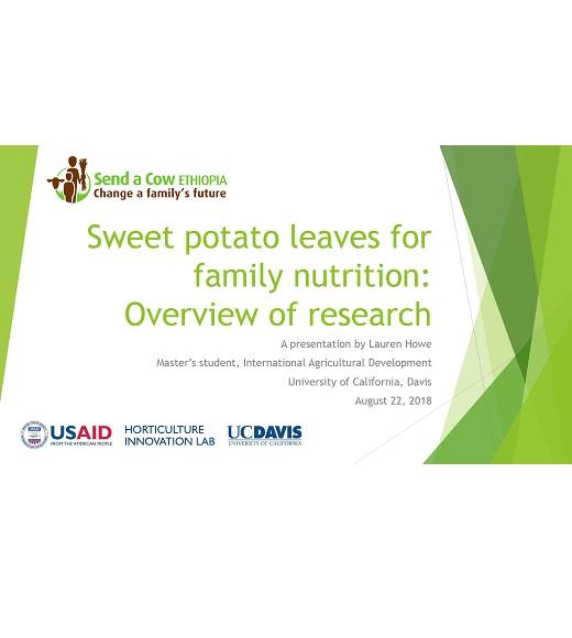 Sweet potato leaves for family nutrition Overview of research Feed the Future Innovation Lab